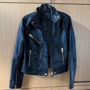 Blank NYC Faux Leather Moto Jacket Black and Gold Womens size Medium